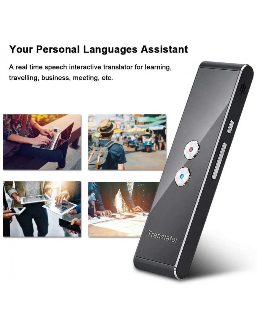 Velidy Smart-Sprachkonverter tragbar 2,4 G Bluetooth Echtzeit-Sprachübersetzung unterstützt 30 Sprachen Übersetzung für Reisen Geschäft Einkaufen Meetings gold - BLTBRK2Q
