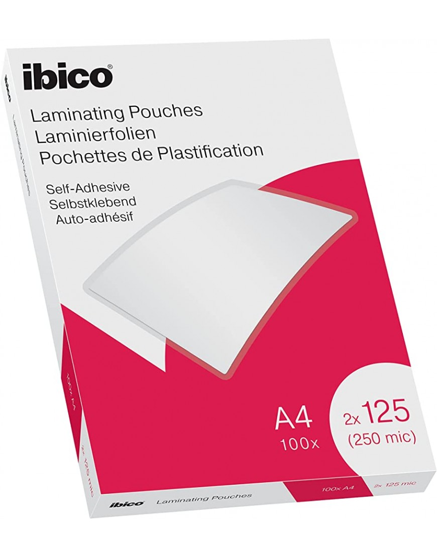 Ibico Laminierfolien A4 100er Pack Selbstklebend Folienstärke 125 mic 627325 - BPGPW8MN