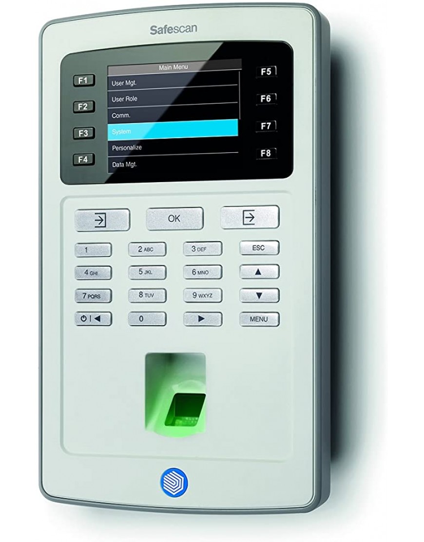 Safescan TA-8025 Zeiterfassungssystem mit Fingerprintsensor Komplett System inklusive Software Daten Export über WLAN grau - BDQWGB96