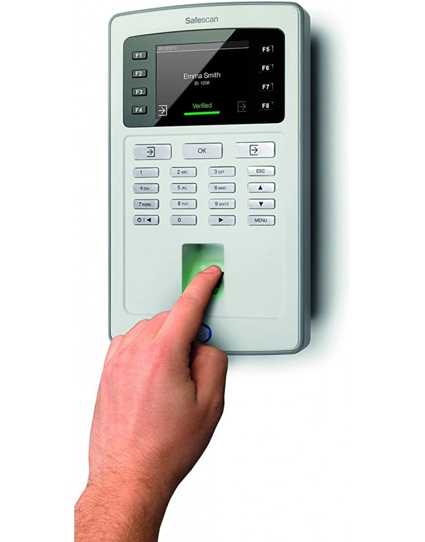 Safescan TA-8025 Zeiterfassungssystem mit Fingerprintsensor Komplett System inklusive Software Daten Export über WLAN grau - BDQWGB96
