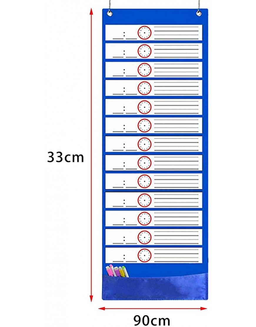 F Fityle Klassenzimmer-Taschenkarte mit 18 trocken abwischbaren weißen Karten über der Türmontage Wandbehang Home School Blau - BLTZE59Q