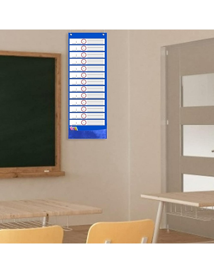 F Fityle Klassenzimmer-Taschenkarte mit 18 trocken abwischbaren weißen Karten über der Türmontage Wandbehang Home School Blau - BLTZE59Q