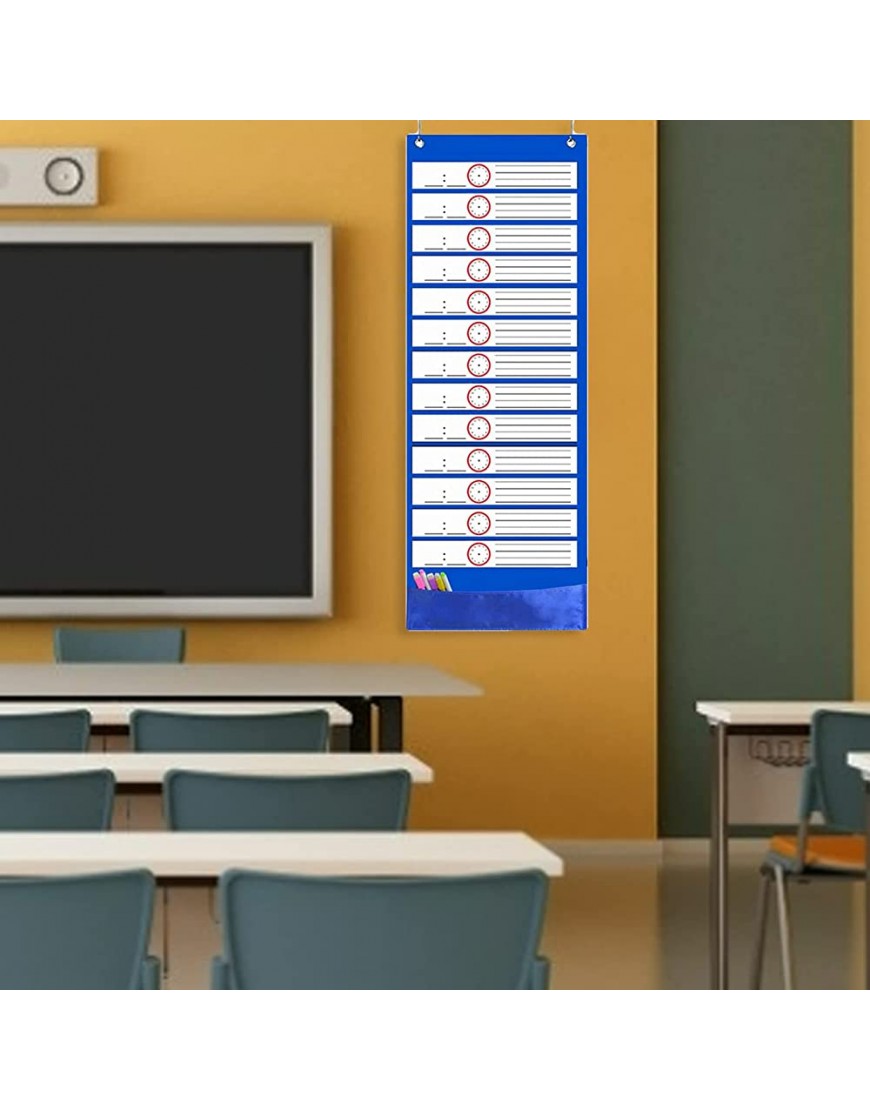 Hellery Tagesplan-Tasche über der Tür mit 2 Haken montiert Heimschule Klassenzimmer-Zeitplan-Tabelle Blau - BYKFUD44