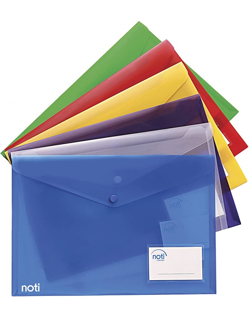 18er Pack Dokumentenmappe Dokumententasche transparent DIN A4+ 3 Stück je Farbe mit Druckknopf und Tasche für Visitenkarten Kapazität 150 Blatt - BUVIBKM9