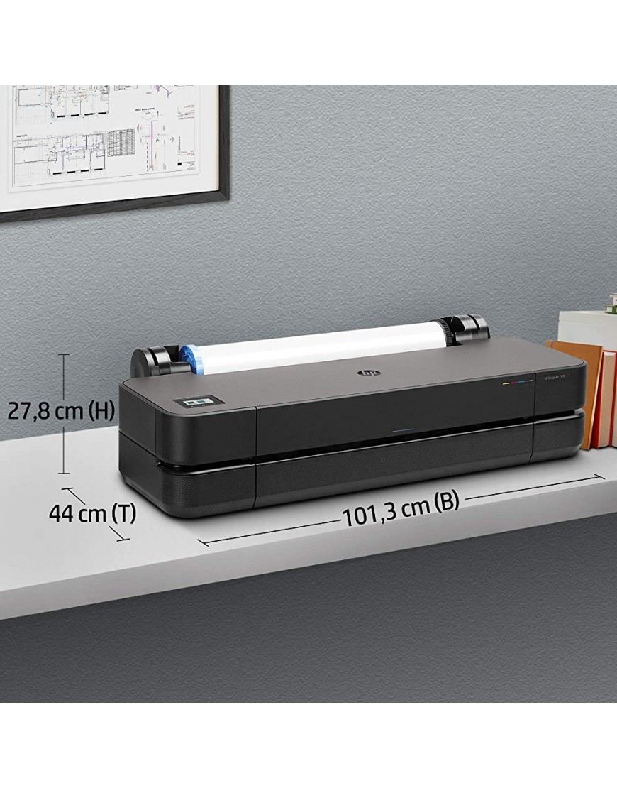 HP DesignJet T230 Großformatdrucker 24 Zoll bis zu A1 mobiles Drucken Wi-Fi Gigabit Ethernet Hi-Speed USB 2.0 1 Jahr Garantie 5HB07A Schwarz - BKCPSVNW