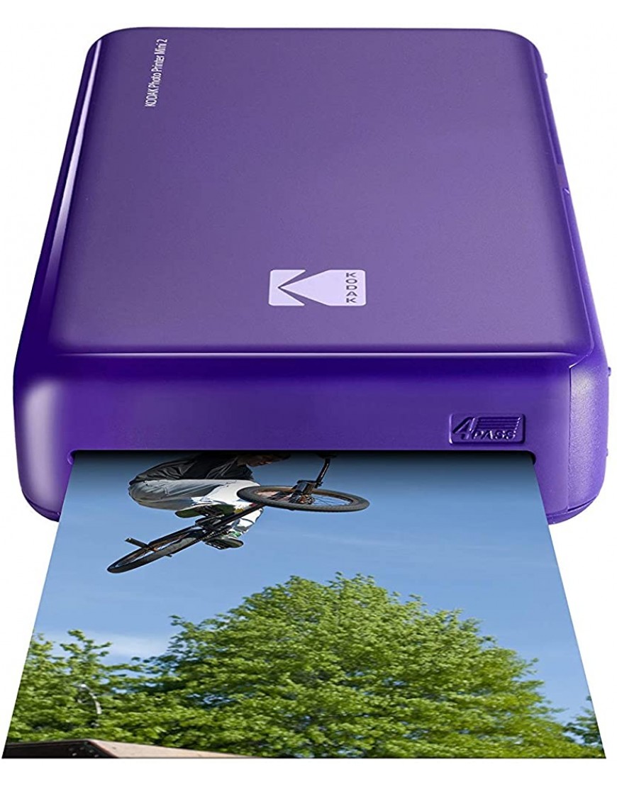 Kodak Mini 2 HD Wireless Mobile Instant Fotodrucker w 4 Pass patentierte Drucktechnologie Lila Kompatibel mit iOS & Android Geräte Echte Tinte in Einem Instant - BKQGA3VJ