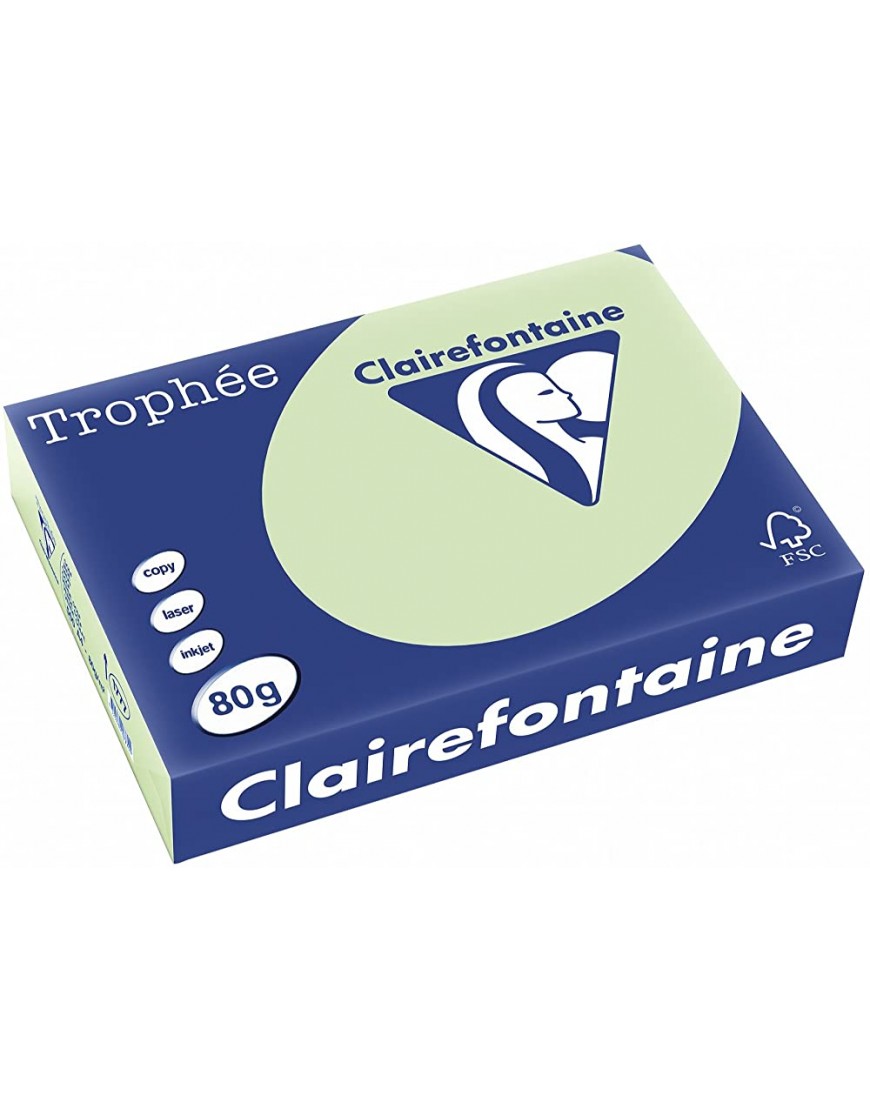 Clairefontaine 1777C Druckerpapier Trophée für alle Laserdrucker Kopierer und Tintenstrahldrucker DIN A4 21 x 29,7 cm 80g 1 Ries mit 500 Blatt Dunkelgrün - BRHLYV16
