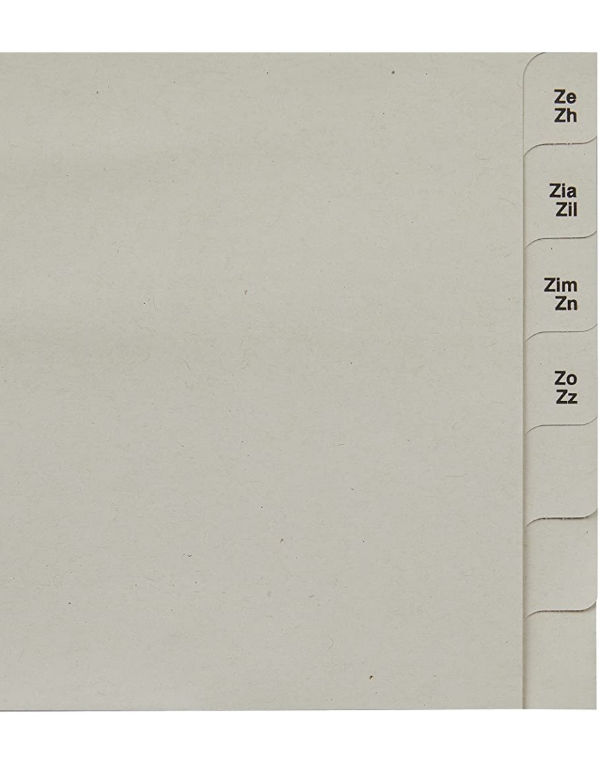 Leitz Register Trennblätter mit Taben und alphabetischem Aufdruck A-Z für 75 Ordner Halbe Höhe und Überbreite Grau 100% recyceltes Papier Blauer Engel Siegel 13510085 - BYTTIV45