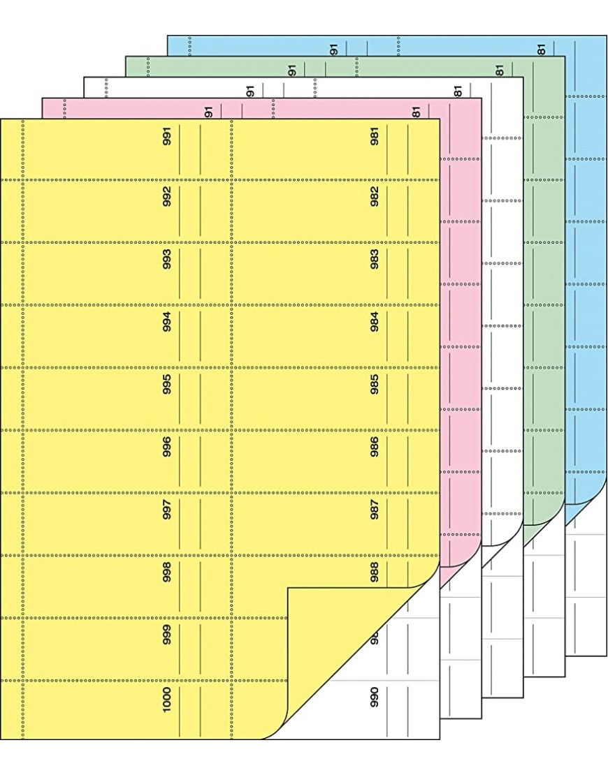 SIGEL BO122 Bonbücher 5er Set á 1000 Abrisse in gelb rosa weiß grün blau A4 2x50 Blatt - BMMFKKJH
