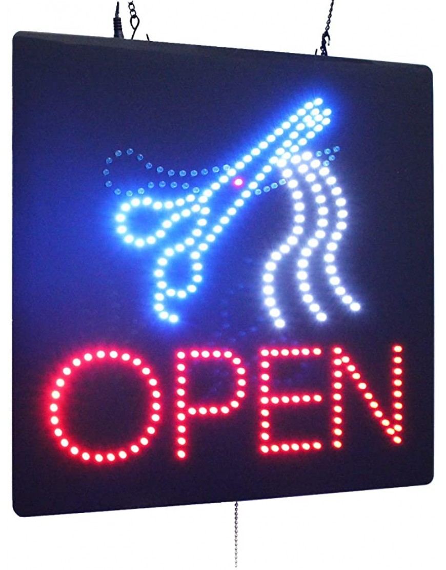 Open with Scissors Sign TOPKING Signage LED Neon Open Store Window Shop Business Display Grand Opening Gift Haircut Barber Salon Stylist Hair Dresser - BNMODDK5