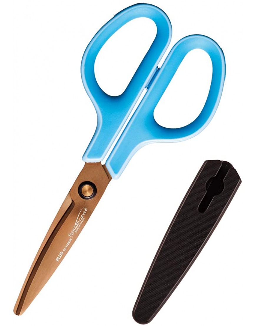 Plus Scissors fit Cut Curve Premium Titanium Premium Light Blue 34-550 - BHODUKME