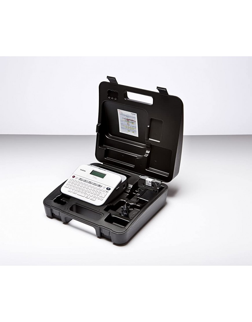 Brother PT-D400VP Beschriftungsgerät für 3,5 bis 18 mm breite TZe-Schriftbänder bis zu 20 mm Sek. Druckgeschwindigkeit Weiß Grau - BFFDY9V1