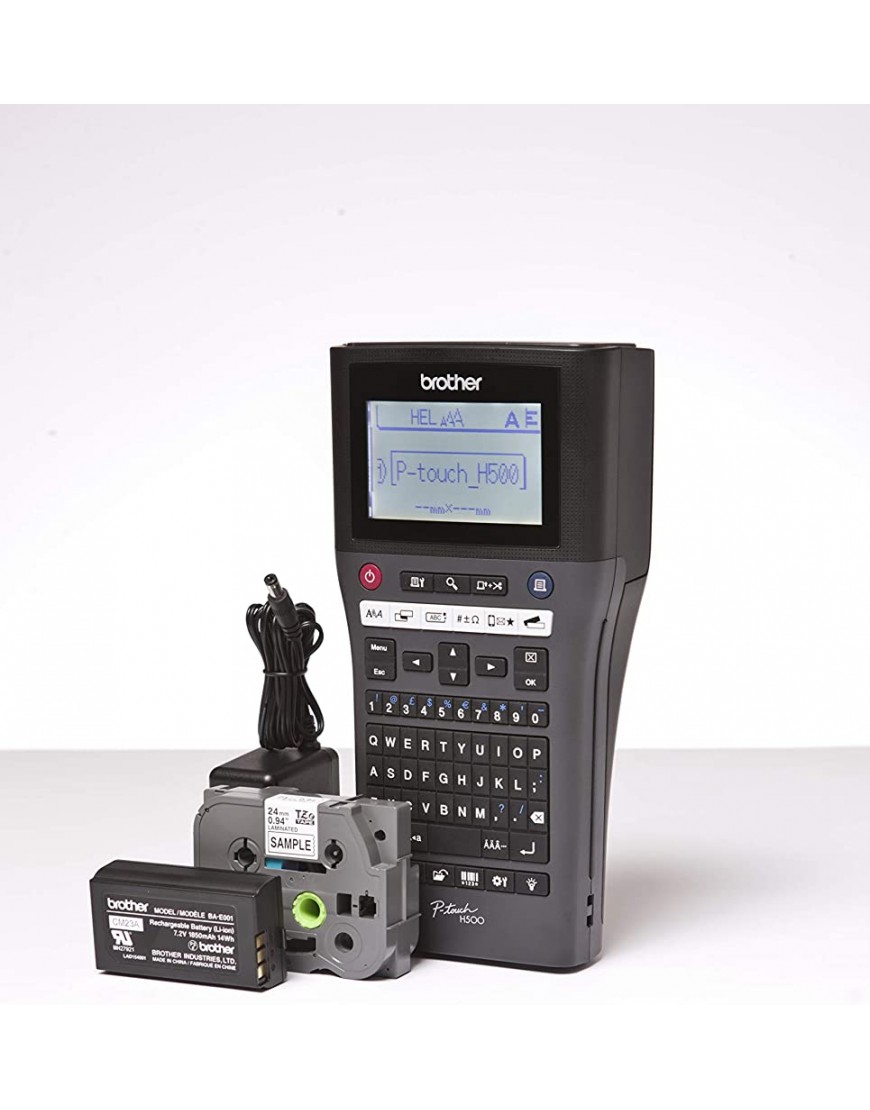 Brother PT-H500LI Beschriftungsgerät inklusive USB-Schnittstelle Lithium-Ionen Akku und Netzadapter für 3,5 bis 24 mm breite TZe-Schriftbänder bis zu 30 mm Sek. Druckgeschwindigkeit Schwarz - BWWSC2D6