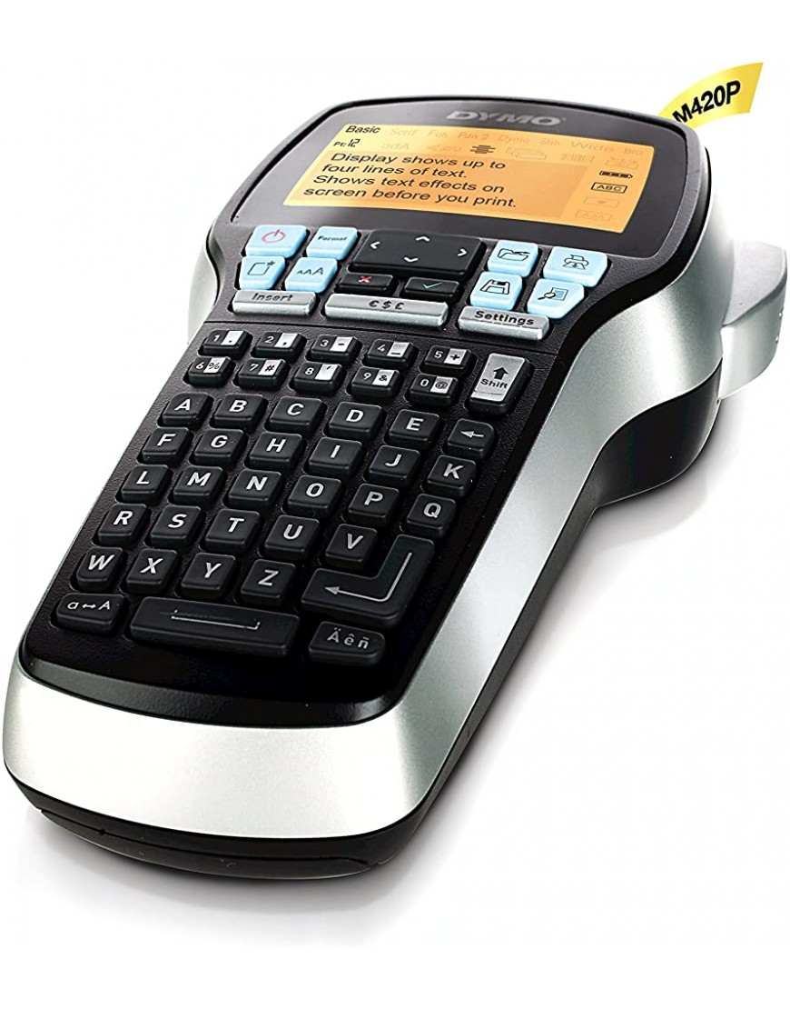 DYMO LabelManager 420P Hochleistungs Beschriftungsgerät | Tragbares Etikettiergerät mit ABC-Tastatur & PC Mac-Schnittstelle | für D1 Etiketten in 6 9 12 19 mm Breite Schwarz - BWLYD8B2