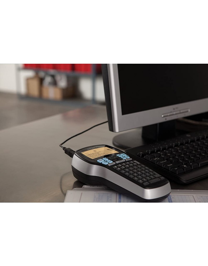 DYMO LabelManager 420P Hochleistungs Beschriftungsgerät | Tragbares Etikettiergerät mit ABC-Tastatur & PC Mac-Schnittstelle | für D1 Etiketten in 6 9 12 19 mm Breite Schwarz - BWLYD8B2