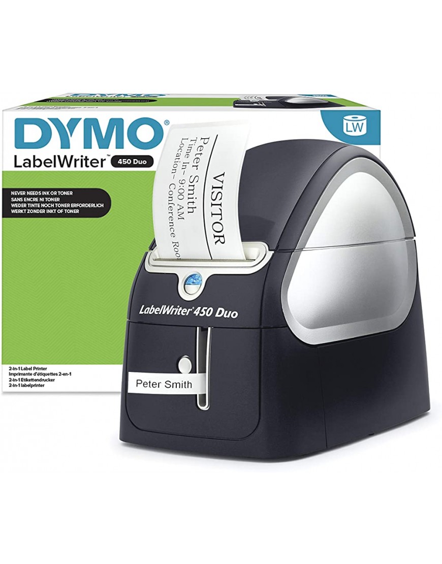 DYMO LabelWriter 450 Duo Hochleistungs Beschriftungsgerät | Professioneller thermischer Etikettendrucker | Drucken Sie LW und D1 Etiketten Black - BVNRV849