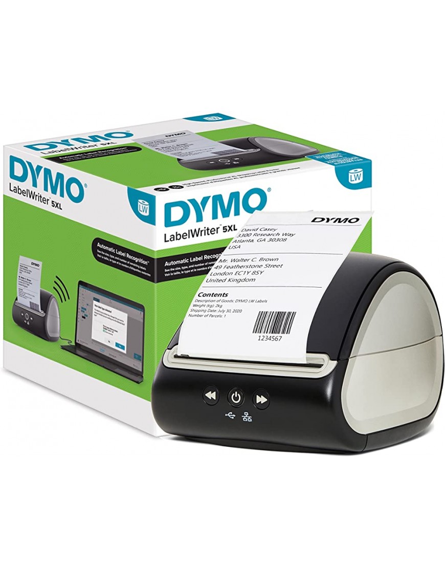 DYMO LabelWriter 5XL Etikettendrucker | automatische Etikettenerkennung | druckt extrabreite Versandetiketten von  DHL und mehr | ideal für E-Commerce | EU-Stecker - BEICKVWE