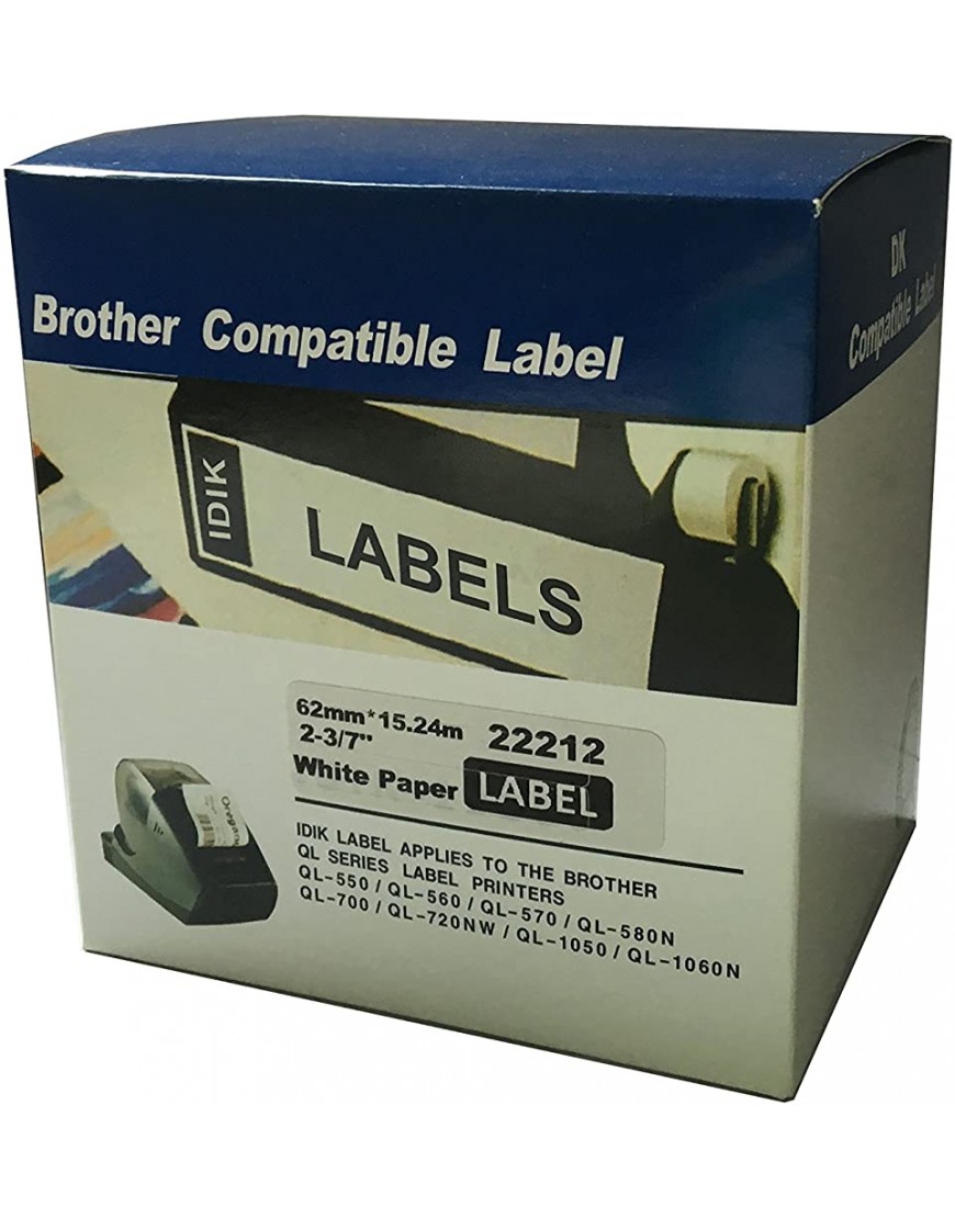 IDIK Generisches DK-22212 Label 62mm * 15,24 M Kontinuierliche Kompatibel für Brother Drucker QL-570 700 Alle Enthalten kunststoff Halter - BVSYR5N1