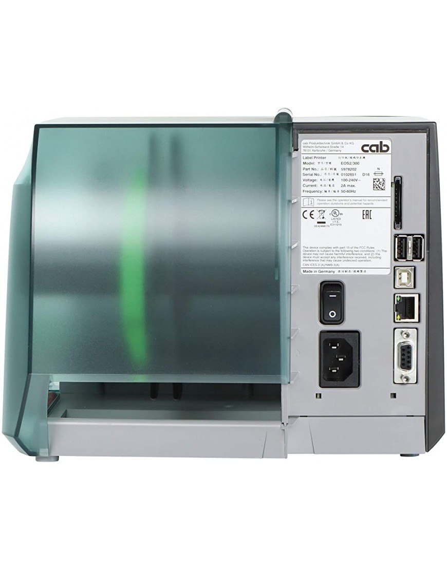 Labelident Starterset Cab EOS2 Etikettendrucker mit Abreißkante inkl. 4800 Etiketten 102 x 152 mm auf 12 Rollen 300 dpi Thermotransfer- und Thermodirektdruck - BLDJS9AV