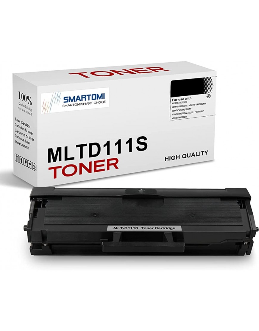 SMARTOMI 1er-Pack MLT-D111S Kompatible to Schwarze Tonerkartusche Samsung MLTD111S zur Verwendung mit Druckern der Serie Samsung Xpress SL- M2026 M2020 M2070 M2022 M2071 - BFXKH35H
