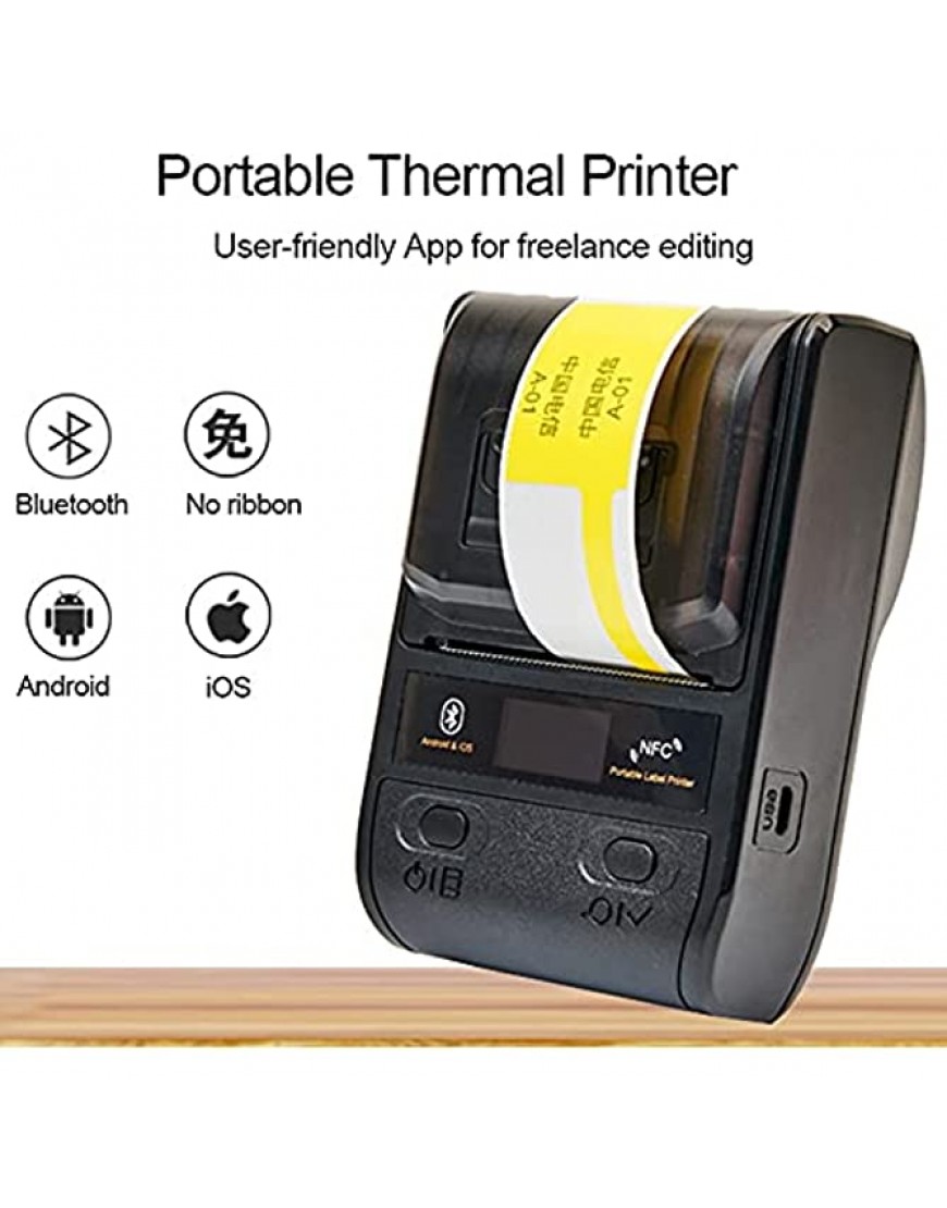 YZ-LIANG Mini-Etikettendrucker Bluetooth Thermischer Etikettendrucker Mini 58 80mm Quittungsdrucker for Mobile Bürobedarf Color : Max. Width 57mm - BJJZFKJJ