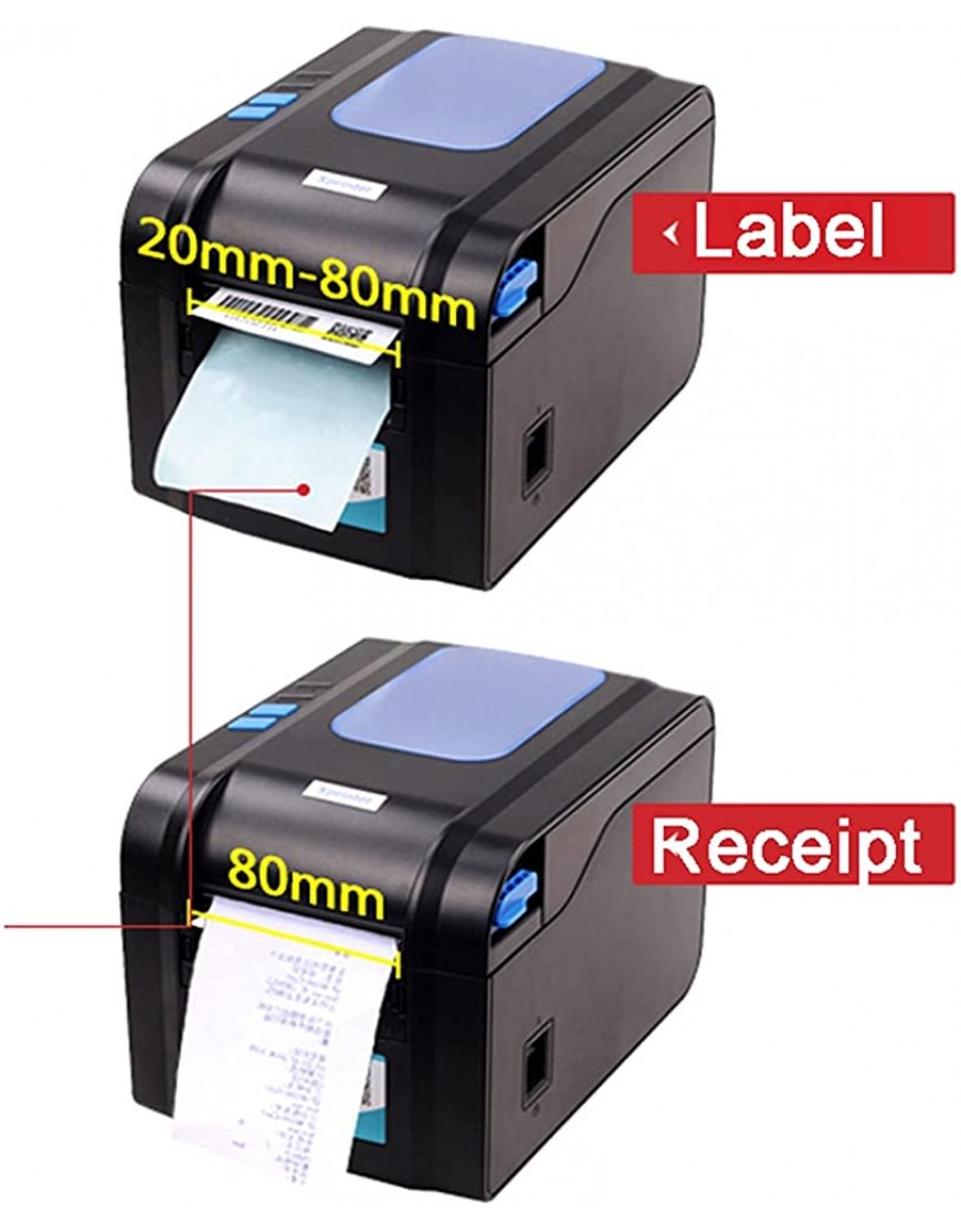 YZ-LIANG Mini-Etikettendrucker Label Barcode Drucker Thermischer Empfangs-Etikettendrucker-Barcode Qr. Code-Aufkleber-Maschine 20mm-80mm Auto-Stripping 370B Bürobedarf Color : 365B USB Port - BOAKW29K