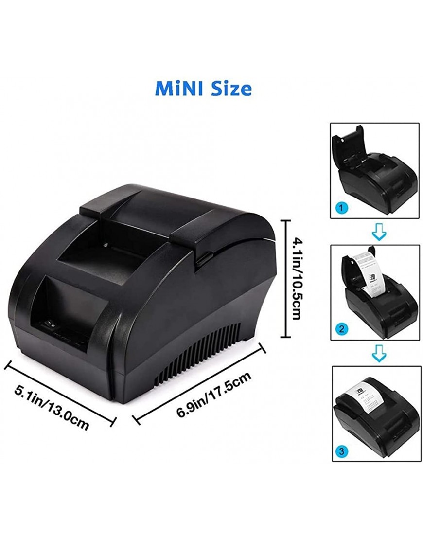 YZ-LIANG Mini-Etikettendrucker Posse Thermischer Drucker Mini 58mm USB POS. Quittungsdrucker for Resaurant Supermarket Store Bill Check Maschine Bürobedarf Color : 5890K Gray - BMFUI5WN