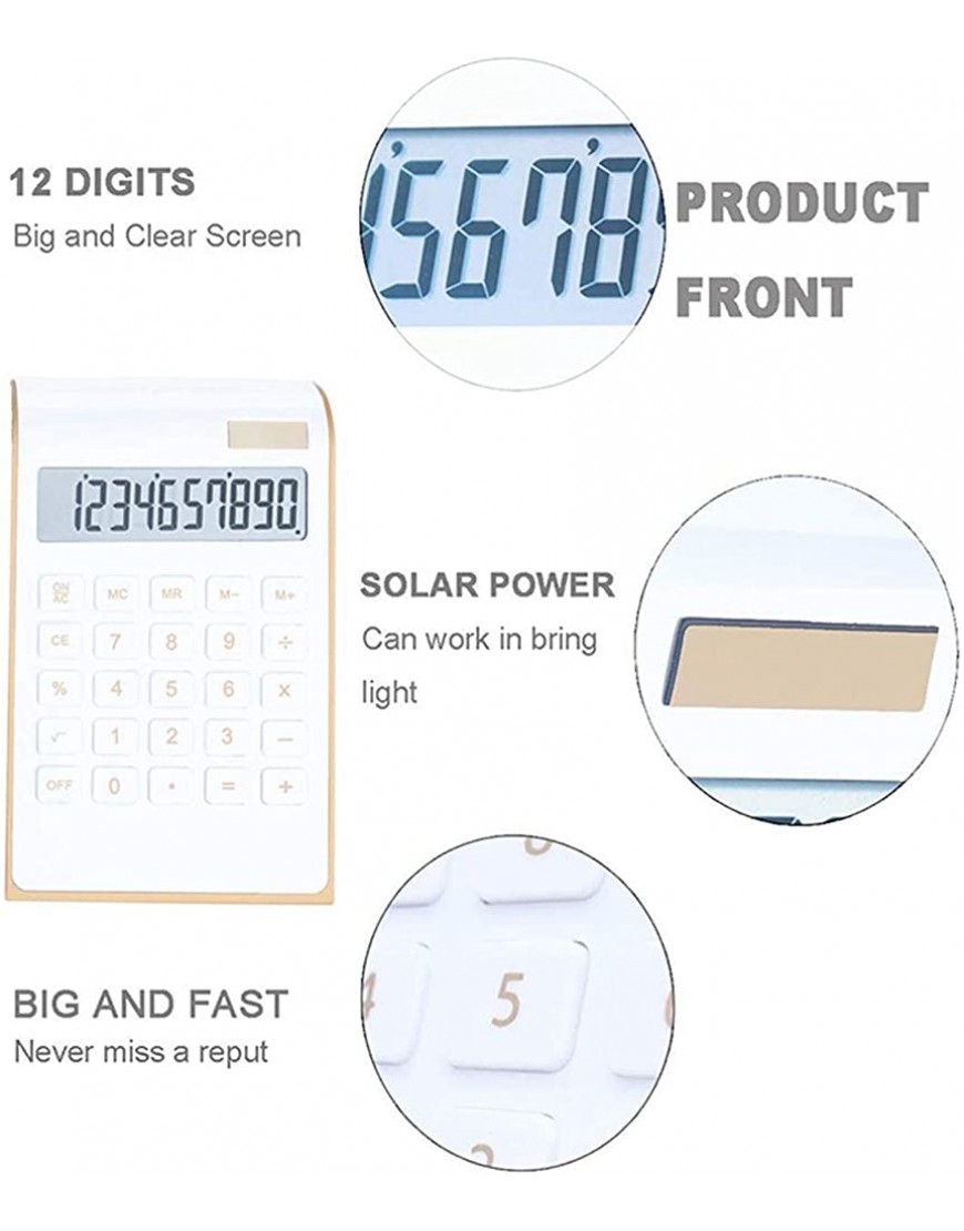 BOLORAMO Solar Basic Calculator Desk Financial Office Big Button Design Ultra Thin Solar Power Calculator Bürobedarf Home Office Business LCD Di Verschiedene FinanzBlue - BHPDYJED