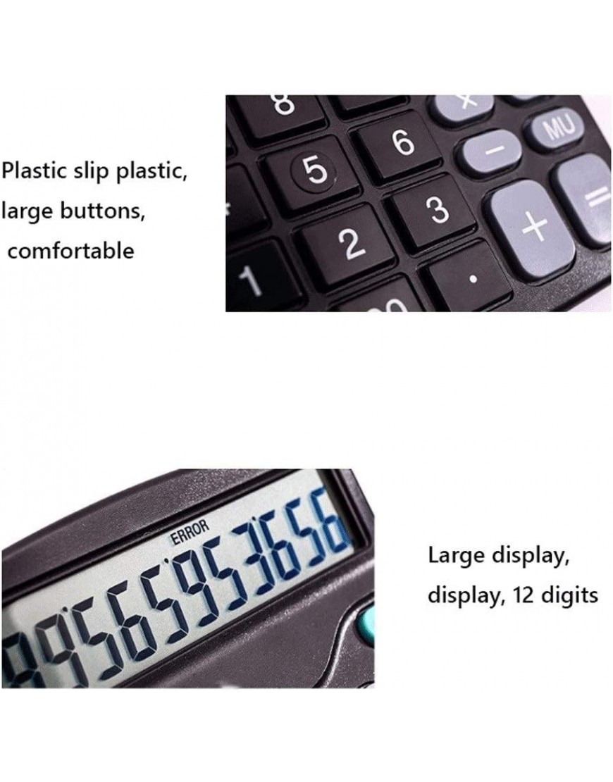 PIAOLING Tischrechner Rechner Dual Power Supply Anti-Rutsch-Silikon-Taste Solarrechner Bürobedarf 12-stellige Tastatur Genaue Berechnung - BTXPW15B