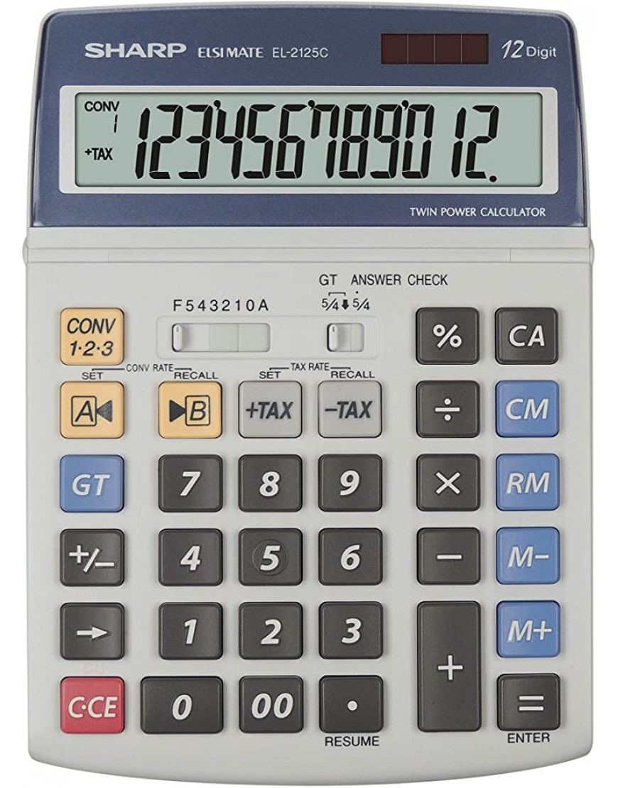 Sharp EL-2125C Tischrechner 12 Stellen Steuerberechnungsfunktion weiß - BUCAEVKM