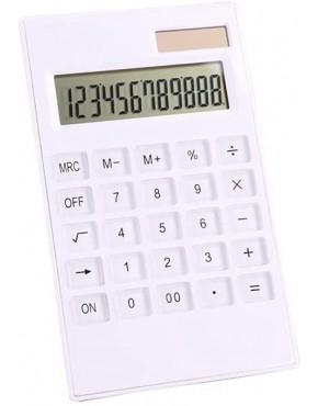YFQHDD Weiß 12 Digital Calculator Kristallknöpfe Solarbatterie-Dual Power Bürobedarf - BVGNGM45