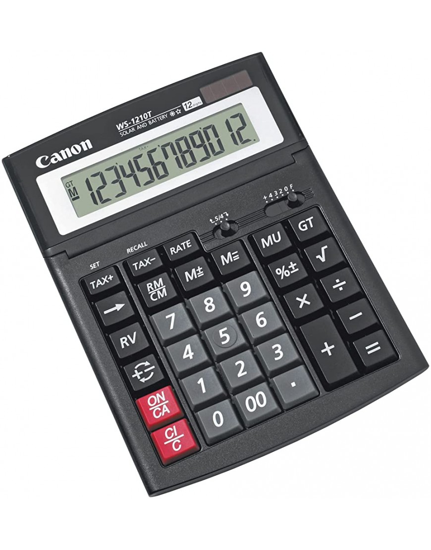 Canon WS1210T anzeigender Tischrechner 12-stellig Steuerberechnungsfunktionen schwarz - BUBMM8B2