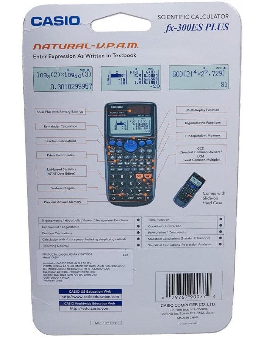 Casio FX300ESPLUS FX-300ESPLUS Scientific Calculator 10-Digit Natural Textbook Display LCD - BOEMMNW6