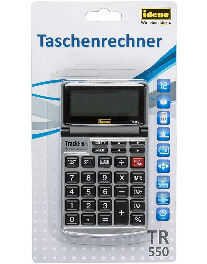 Idena 13200 Taschenrechner TR550 Business mit 12-stelligen Display 1 Stück - BXOZG3KK