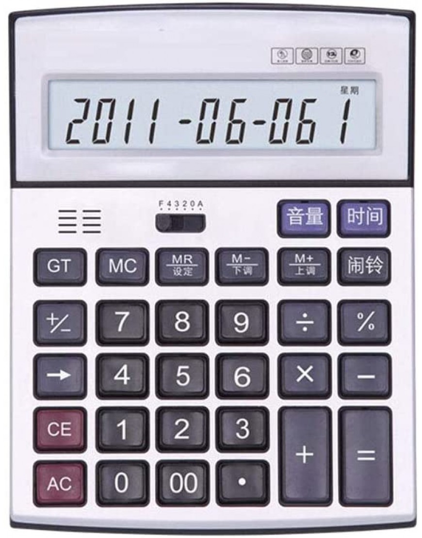 Taschenrechner Voice Desktop Calculator 12-Bit-GroßAnzeige Mit Akku Kalenderanzeige Alarmeinstellungen Echte Menschliche Aussprache Silber - BCMSO8HA