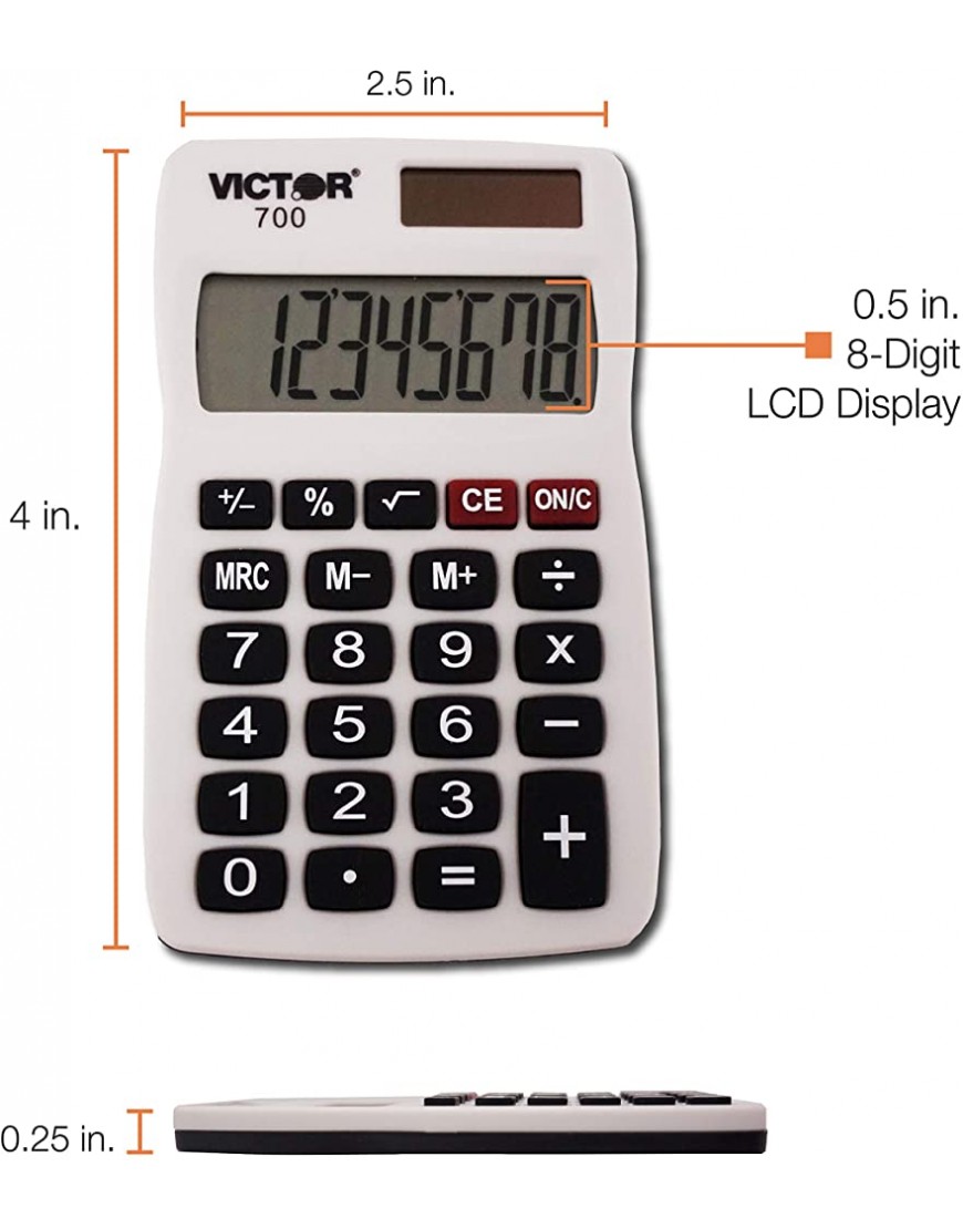 VICTOR Technology 700 Büro Taschenrechner Basic weiß Taschenrechner – Taschenrechner Büro Taschenrechner Basic weiß Tasten 3 Taste S 1 Zeilen - BEAPL484