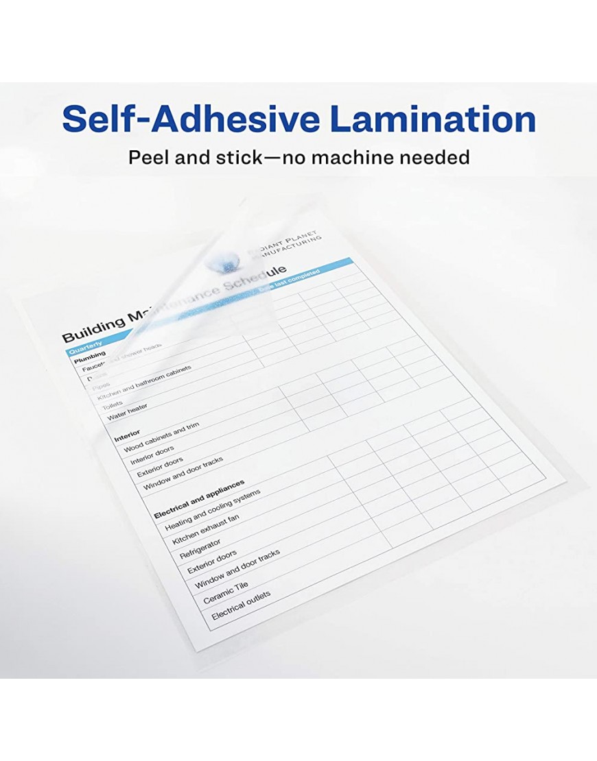 Clear Self-Adhesive Laminating Sheets 3 mil 9 x 12 10 Pack - BFCLJ5HN