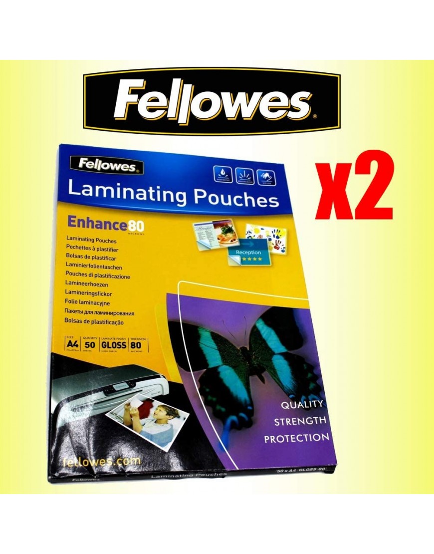 Fellowes Enhance Laminierfolien 80 Mikron A4 glänzend wasserabweisend hellt Farben auf und abwischbar perfekt für Notizen und Fotos 216 mm x 303 mm 100 Stück - BDYHUKEK
