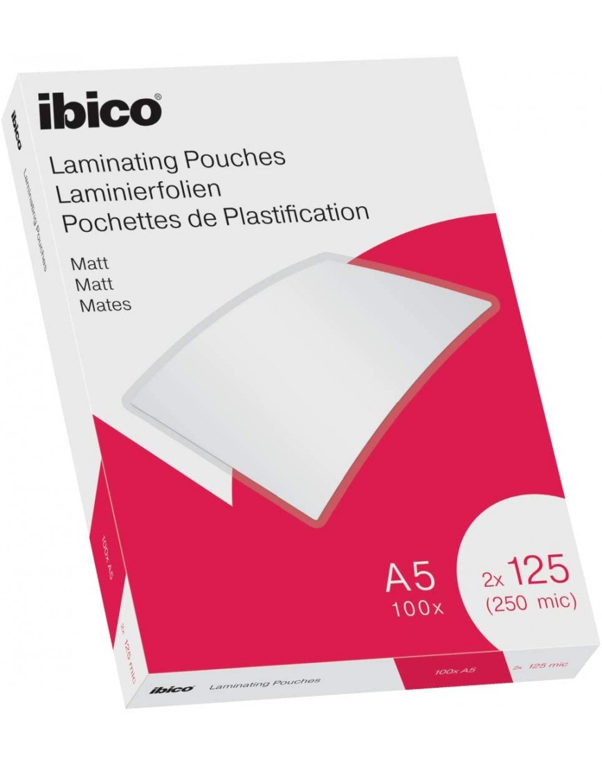 Ibico Laminierfolien A5 100er Pack Leicht Matt Transparent Beschriftbar Folienstärke 2 x 125 mic 627322 - BKZHLHJB
