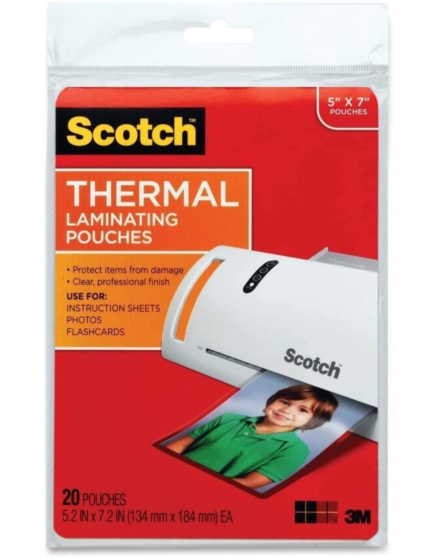 Scotch Thermal Laminating Pouches 5 Inches x 7 Inches 20 Pouches TP5903-20 by 3M - BIOEYJA4