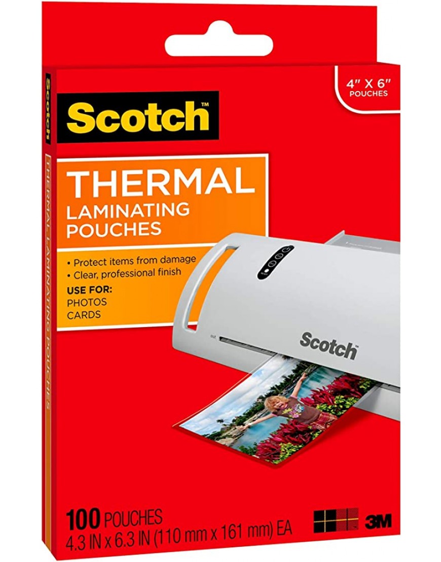 Scotch TP5900-100 Thermo-Laminierfolien 5 mm dick für zusätzlichen Schutz 10,9 x 16,3 cm 100 Beutel - BPEBC7W1
