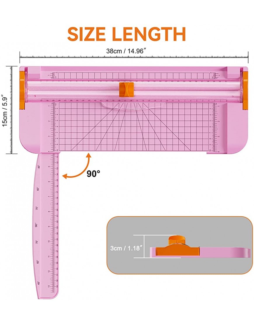 MOWETOO A4 Papierschneider Papierschneider Guillotine mit automatischer Sicherheitsschutz Scrapbooking-Werkzeug zum Schneiden von Papier rosa - BZMGPA4V