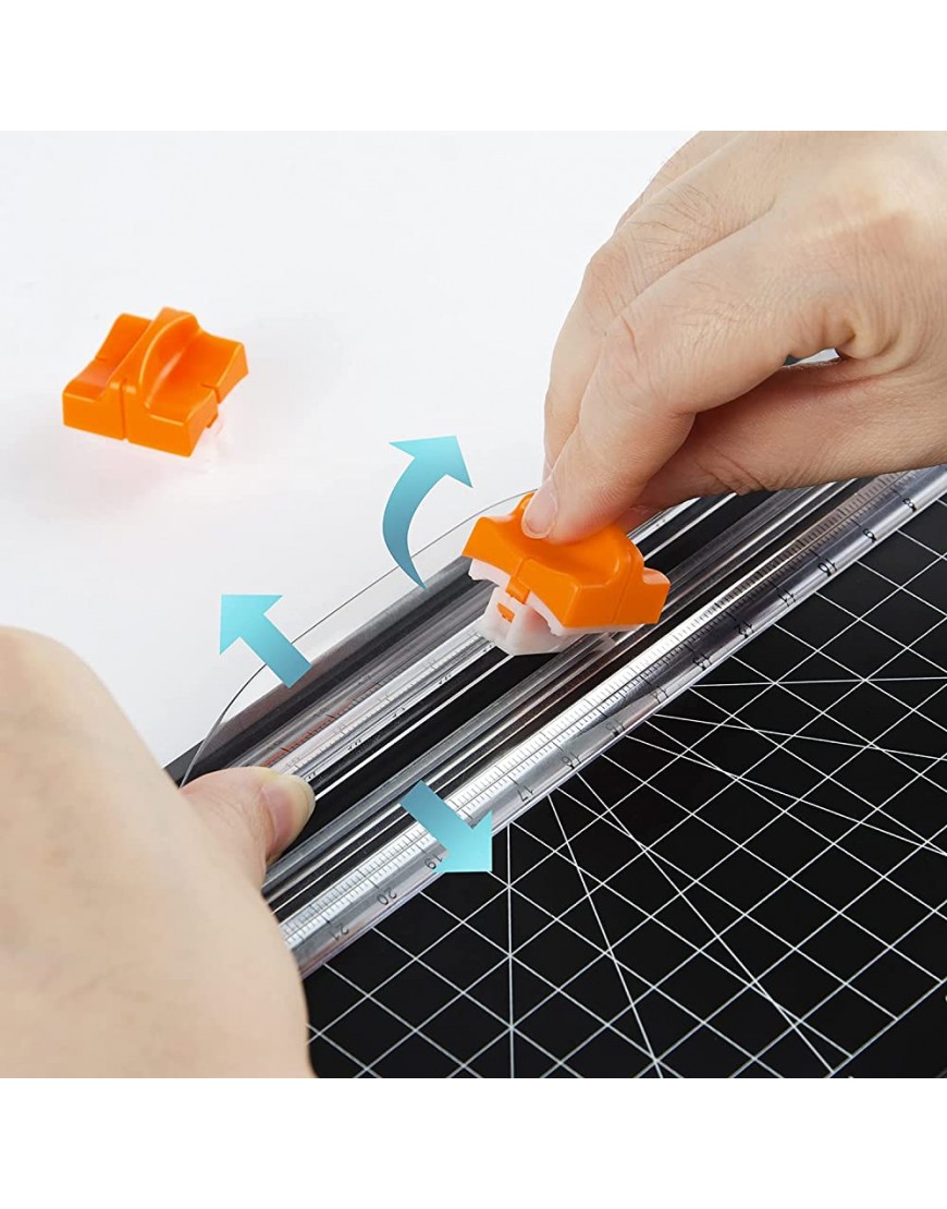 WorkLion Papierschneider Papierschneider Scrapbooking-Werkzeug mit Sicherheitsschutz für A3 A4 A5 Bastelpapier Coupon Etikett und Karton 12 Blatt Kapazität schwarz Blades-4 Pack Blades - BWAMNM4H