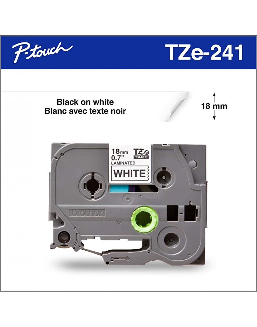 Brother Tze241 Etikettenband schwarz auf weiß Tz Etikettenband schwarz auf weiß Tz Leuchtmittel 1,8 cm 8 m 1,8 cm - BDBQZKKB