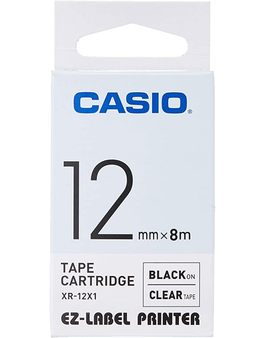 CASIO EZ-Label Printer XR-12X1 Schriftband selbsthaftend 12 mm x 8,0 m schwarz auf transparent - BIJBKKAH
