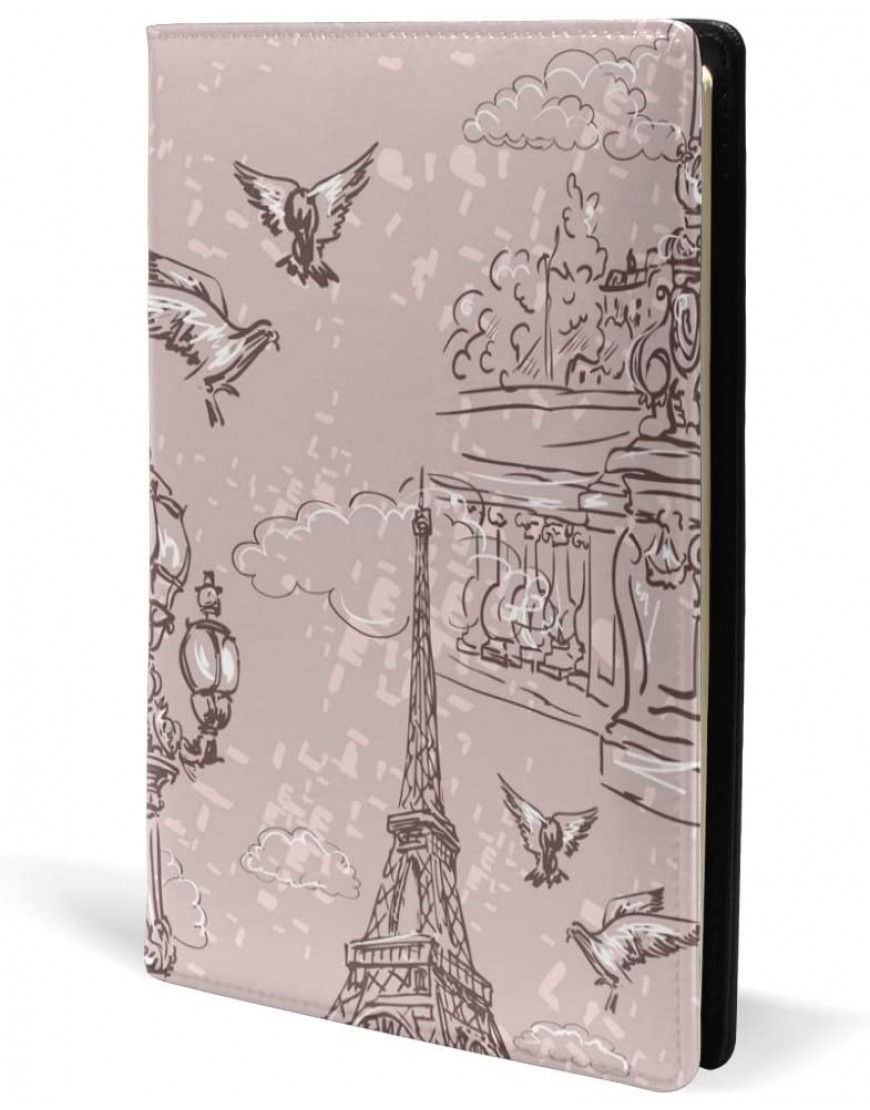 EZIOLY Buchumschlag Bucheinband Motiv Eiffelturm Vögel dehnbar passend für die meisten Hardcover-Lehrbücher bis 22,9 x 14,5 cm klebstofffreier Stoff Einfach anzubringen. Wash & Re-Use - BPVWPA37
