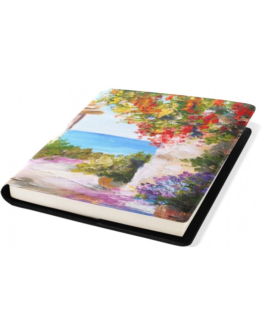 mydaily House mit farbigen Flower Painting wiederverwendbar Leder Buch 22,9 x 27,9 cm für mittlere bis Größe Jumbo Hardcover Schulbücher lehrbüchern. - BFHWQ88M