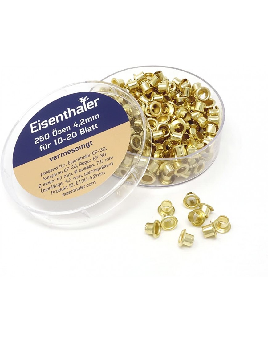 Eisenthaler 250 Ösen ET30-4.2mm vermessingt für 10-20 Blatt - BHMPB1K4