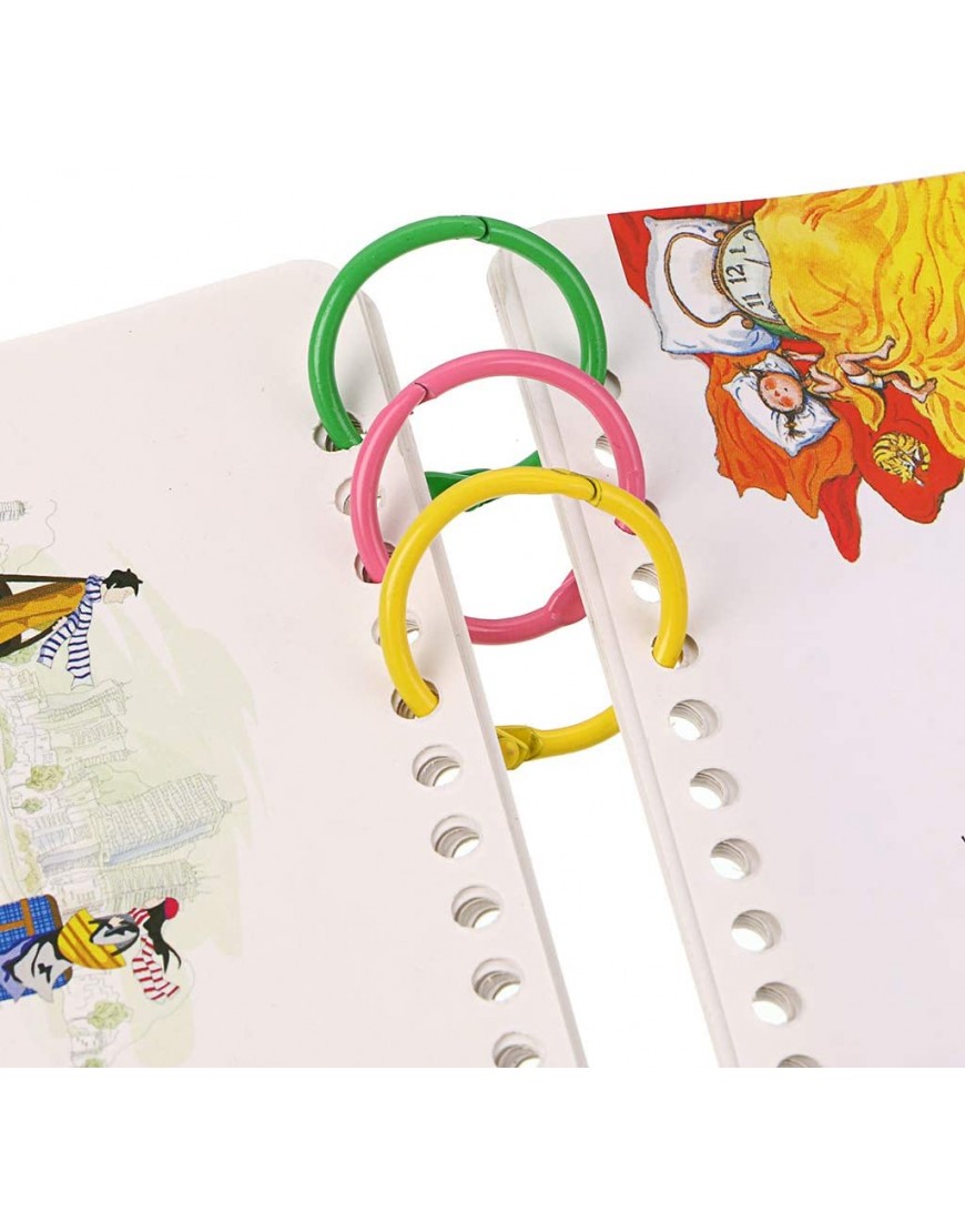 BSTKEY 96 Stück 30 mm Metall Buchbinderringe – 8 Farben bunte lose Papier Blätter Ringe Schlüsselanhänger Ringe für Karten Dokumente und Muster - BVLWWA5K