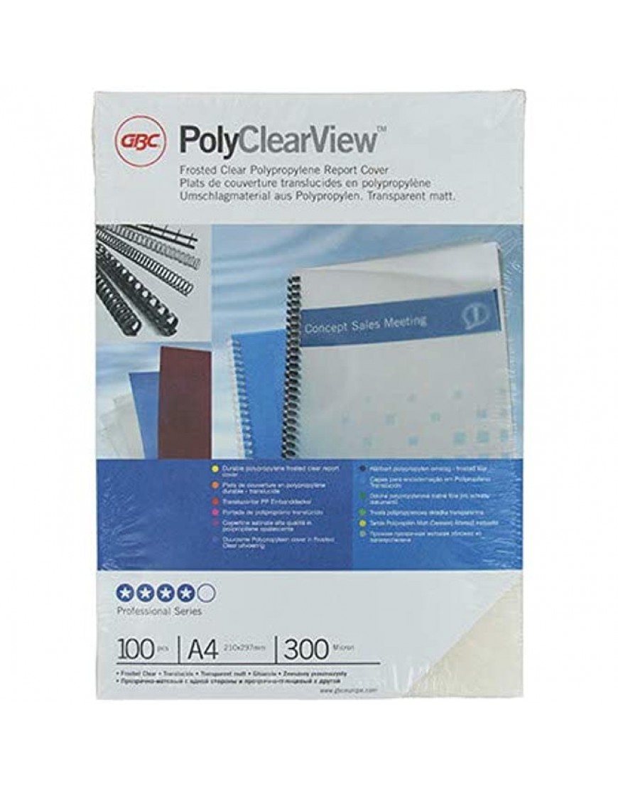 GBC Einbanddeckel PolyClearView DIN A4 0,30 mm,transparent Sie erhalten 1 Packung Packungsinhalt: 100 Stück - BXVDL6VA